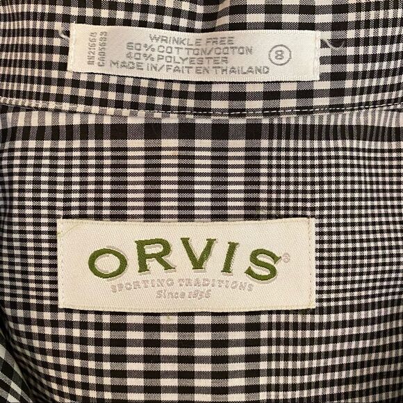 Orvis Houndstooth Cotton Blend Stretch Blouse 3/4 Sleeves Black + White Small - Picture 5 of 6